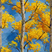Birch Trees Wallpaper Yellow Leaves Blue Sky Decorative Mural design