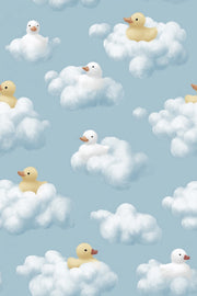Whimsical Clouds Wallpaper Playful Ducks Decorative Mural design
