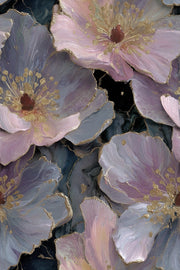 Floral Wallpaper Golden Look  Purple Decorative Mural design