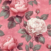 Warm Pink Large Peony Floral Wallpaper design
