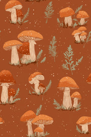 Muted Green Wallpaper Fern Mushroom Decorative Mural design