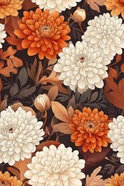 Rich Black and Orange Large Floral Wallpaper design