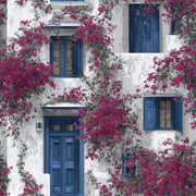 Mediterranean Walls Wallpaper Blue Floral Decorative Mural design