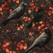Dark Autumn Crow and Leaves Wallpaper design