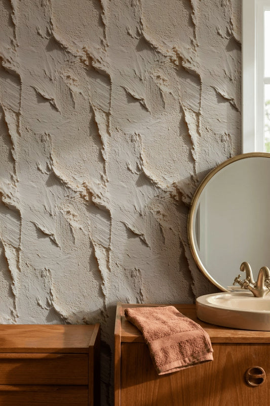 Textured Cream Plaster Effect Wallpaper