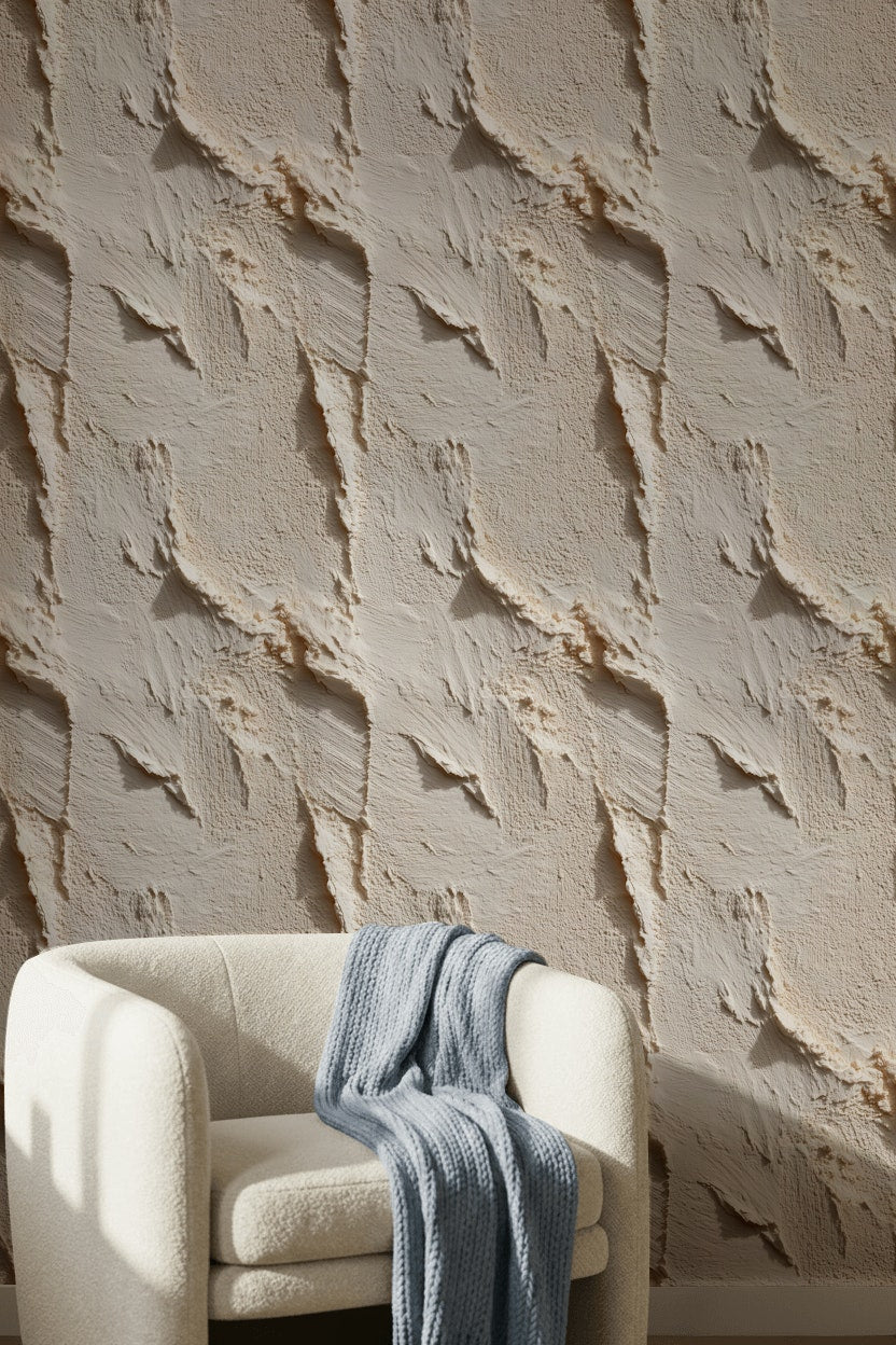 Textured Cream Plaster Effect Wallpaper
