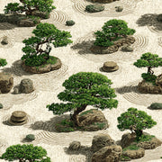 Beige Japanese Zen Garden Botanical Wallpaper design