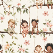 Children Floral Wallpaper Branches Playful Removable Wall Decor design