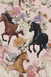Horses Wallpaper Flowers Removable Abstract Wall Decor design
