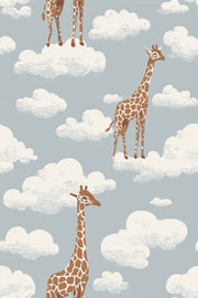 Giraffes Wallpaper Clouds Removable Whimsical Wall Mural design