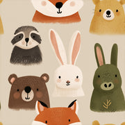 Woodland Animals Wallpaper Cartoon Playful Decorative Mural design
