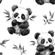 White Background Wallpaper Panda Playful Decorative Mural design