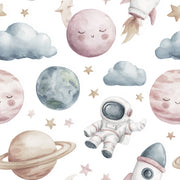 Abstract Pattern Wallpaper Planets Astronaut Wall Decor design