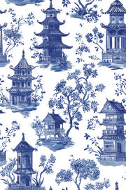 White Background Wallpaper Blue Chinoiserie Decorative Mural design