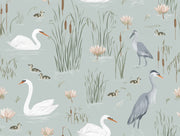 Swans Wallpaper Herons Lotus Removable Wall Decor design