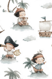 Pirate Adventure Wallpaper Cartoon Children Decorative Mural design