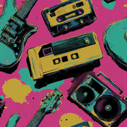 Retro Music Wallpaper Vibrant Guitars Wall Mural design