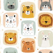 Animals Wallpaper Cartoon Playful Removable Wall Decor design