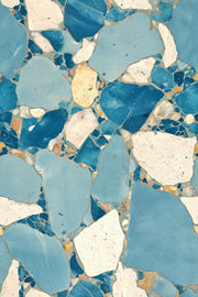 Blue Terrazzo Wallpaper Marble Look Stone Mosaic Decorative Mural design