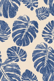 Floral Wallpaper Leaves Removable Blue Wall Mural design