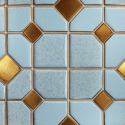 Geometric Tile Wallpaper Trellis Grid Removable Metallic Gold Accents Wall Decor design