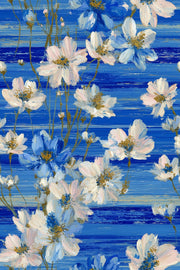 Floral Wallpaper Blue Modern Removable Wall Decor design