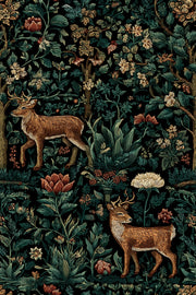 Vintage Floral Wallpaper Deer Nature Wall Mural design