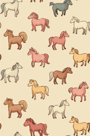 Horses Wallpaper Cartoon Playful Wall Decor design