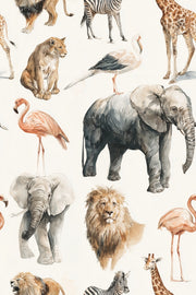 Safari Wildlife Wallpaper Animals Removable Eclectic Wall Decor design