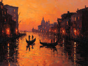 Sunset Wallpaper Canal Gondolas Removable Wall Decor design