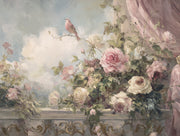Cloudy Sky Wallpaper Vintage Floral Wall Mural design