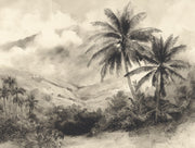 Vintage Tropical Wallpaper Palms Removable Mountain Wall Mural design