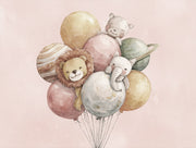Balloons Animals Wallpaper Whimsical Removable Planets Wall Mural design