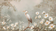 Heron Wallpaper Flowers Removable Nature Wall Mural design
