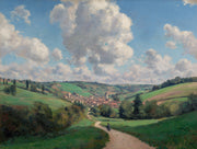 Pastoral Landscape Wallpaper Village Hills Removable Wall Decor design