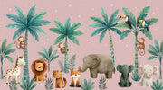 Tropical Jungle Wallpaper Nursery Wallpaper Cute Animals Removable Wall Decor design