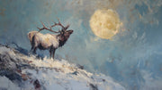 Elk Landscape Wallpaper Moon Removable Snow Wall Mural design