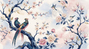 Pink Cherry Wallpaper Blossom Bird Removable Wall Decor design