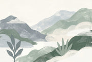 Minimalist Landscape Wallpaper Layered Mountains Removable Misty Hills Wall Decor design
