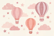 Hot Air Balloons Wallpaper Clouds Removable Stars Wall Decor design