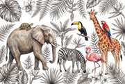 White Background Wallpaper Neutral Tropical Removable Wall Decor design