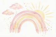 Pastel Rainbow Wallpaper Watercolor Sun Rays Removable Wall Decor design