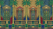 Art Deco Wallpaper Tropical Palms Gold Accents Removable Wall Decor design