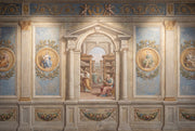 Architectural Trompe Loeil Wallpaper Classical Fresco Removable Library Scene Wall Decor design