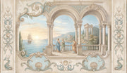 Classical Landscape Mural Wallpaper Mediterranean Coast Roman Arches And Columns Wall Mural design
