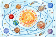 Solar System Wallpaper Planets Watercolor Removable Wall Decor design