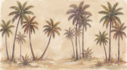 Tropical Palms Wallpaper Coastal Landscape Watercolor Wash Wall Mural design
