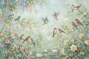 Wisteria Wallpaper Birds Removable Floral Garden Wall Decor design