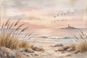Coastal Wallpaper Beach Dunes Removable Lighthouse Wall Decor design