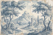Walls Wallpaper Stone Ruins Removable Indigo Landscape Wall Decor design